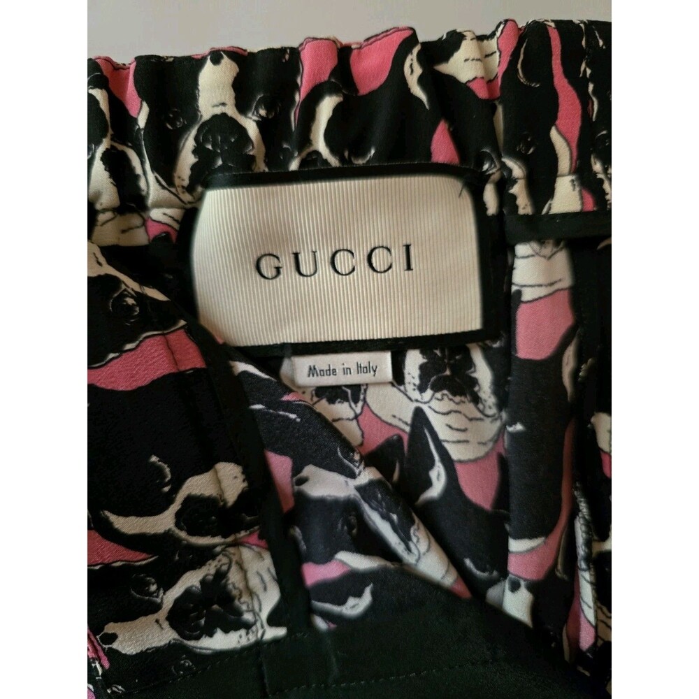 GUCCI Silk French Bulldog Pants Women's size EU 38, US MEDIUM, Pink Multicolor - Picture 10 of 16